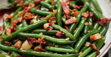 Green Beans with Beef Bacon and Garlic