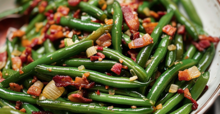 Green Beans with Beef Bacon and Garlic