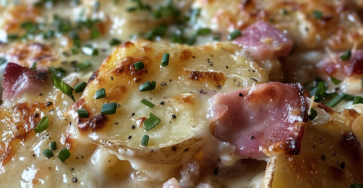 Slow Cooker 5-Ingredient Amish Scalloped Potatoes & Ham