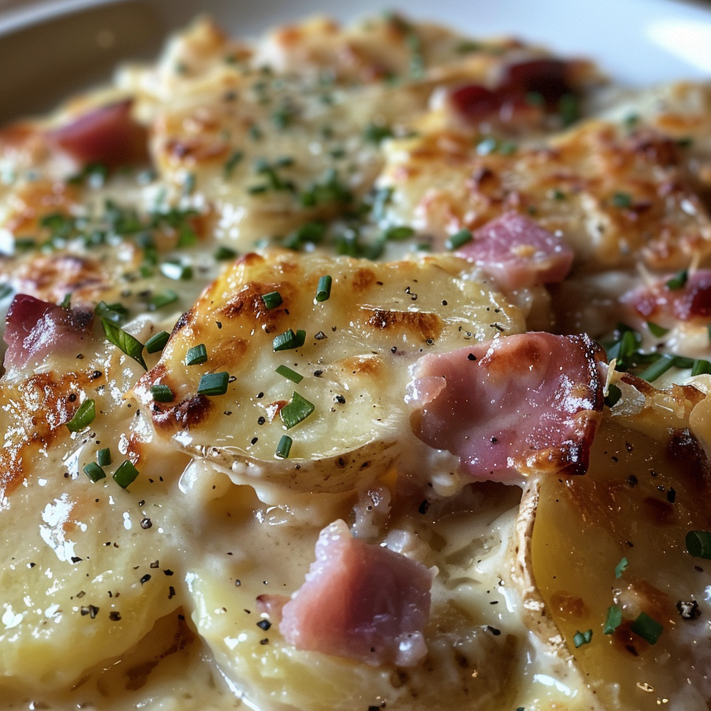 Slow Cooker 5-Ingredient Amish Scalloped Potatoes & Ham