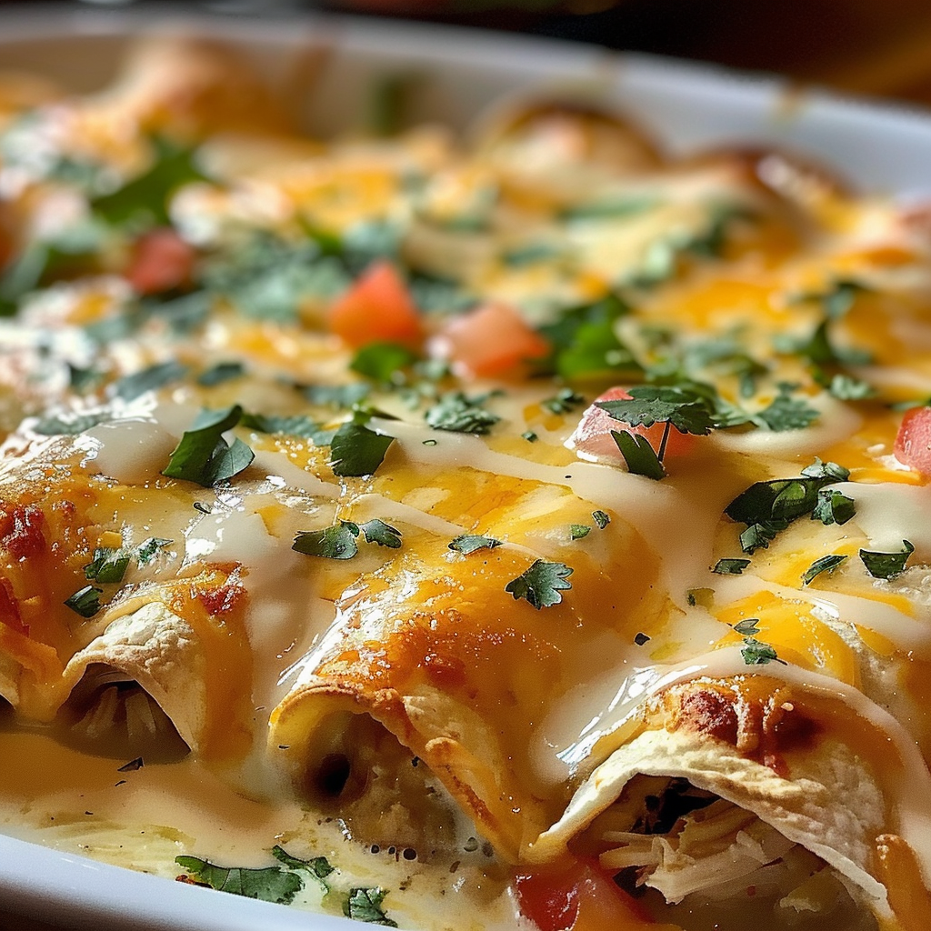 Chicken Enchiladas with Sour Cream White Sauce
