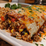Homemade Beef and Rice Burrito Bake