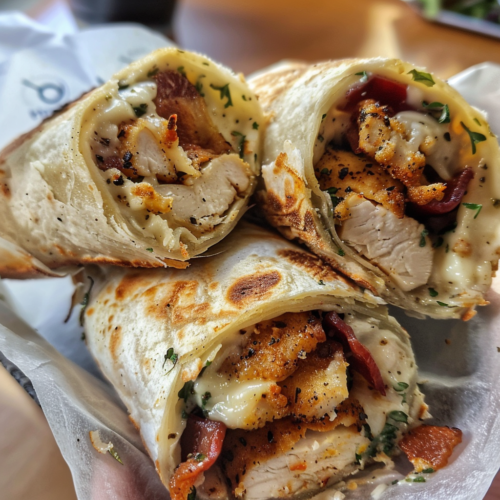 Loaded Melty Chicken Garlic-Parmesan Wraps