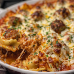 Slow Cooker Creamy Meatball Ravioli Bake