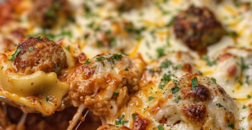 Slow Cooker Creamy Meatball Ravioli Bake