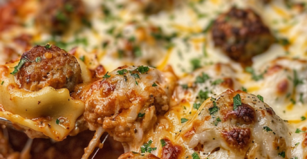 Slow Cooker Creamy Meatball Ravioli Bake