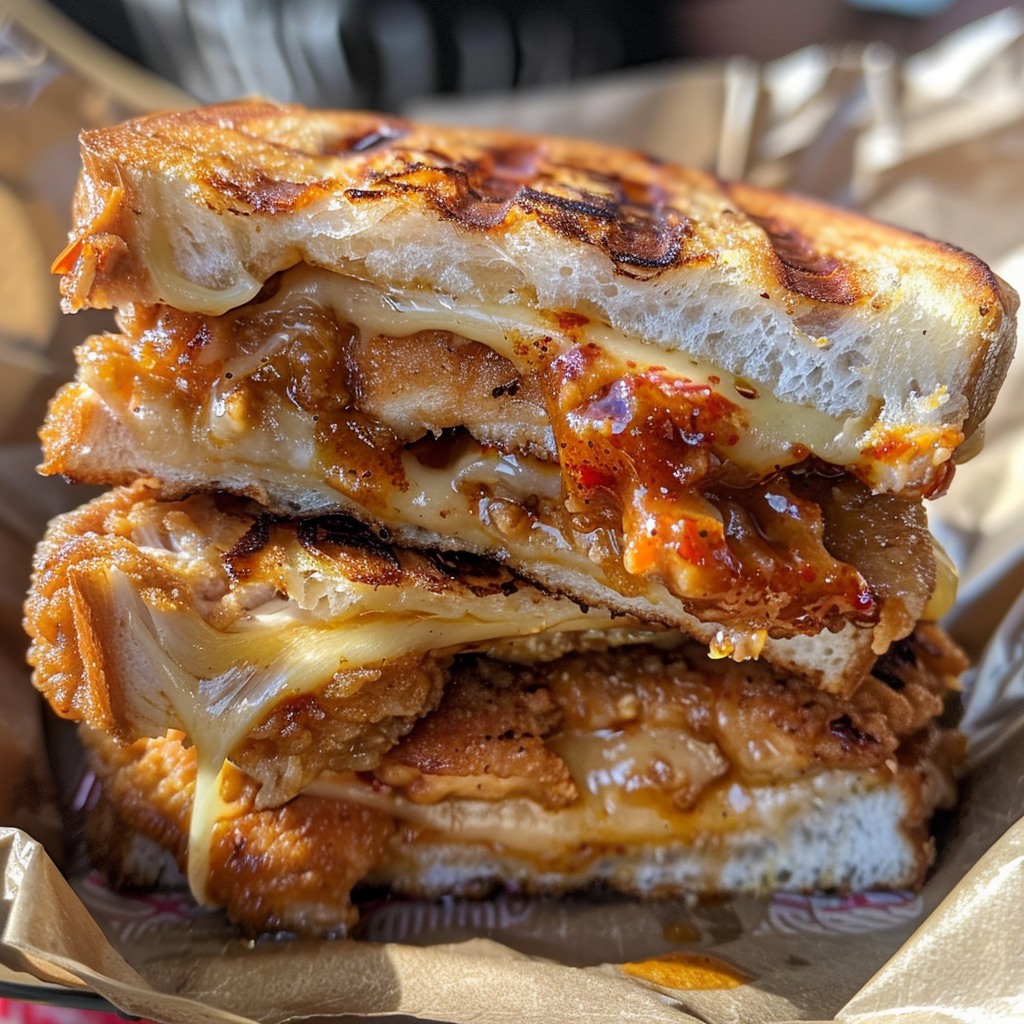 Sweet-Heat Chicken Griddle Melts