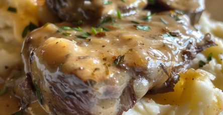 Crockpot Steak and Potato with Cheesy Gravy