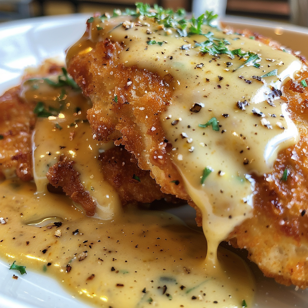 Pretzel Chicken with Mustard-Cheddar Sauce