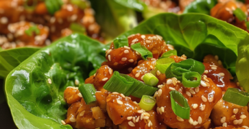 Sticky Sesame Chicken Lettuce Wraps