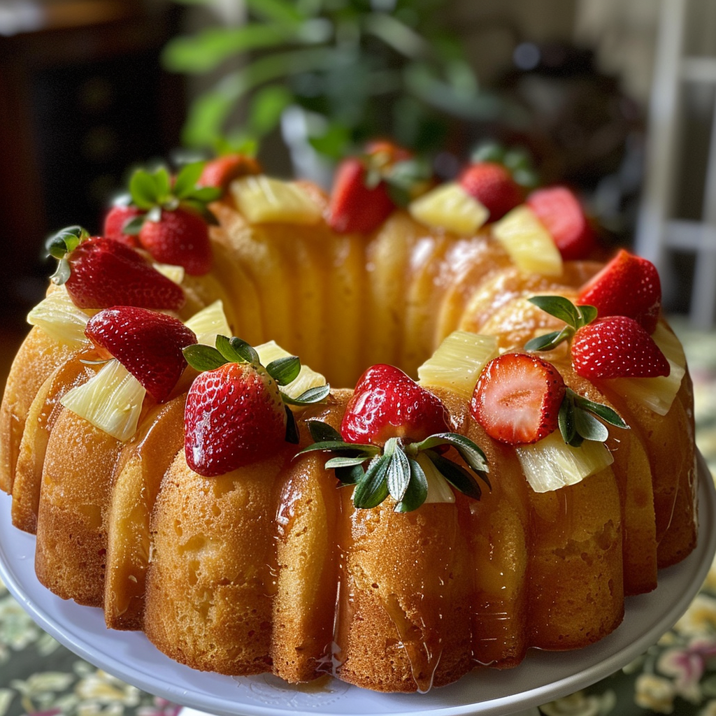 Tropical Strawberry Pineapple Pound Cake Delight