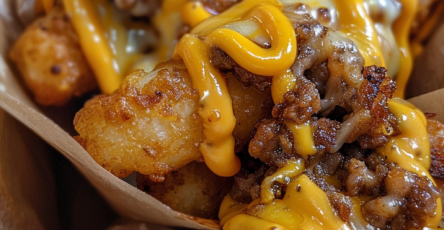 Cheeseburger Stuffed Tater Tot Cones