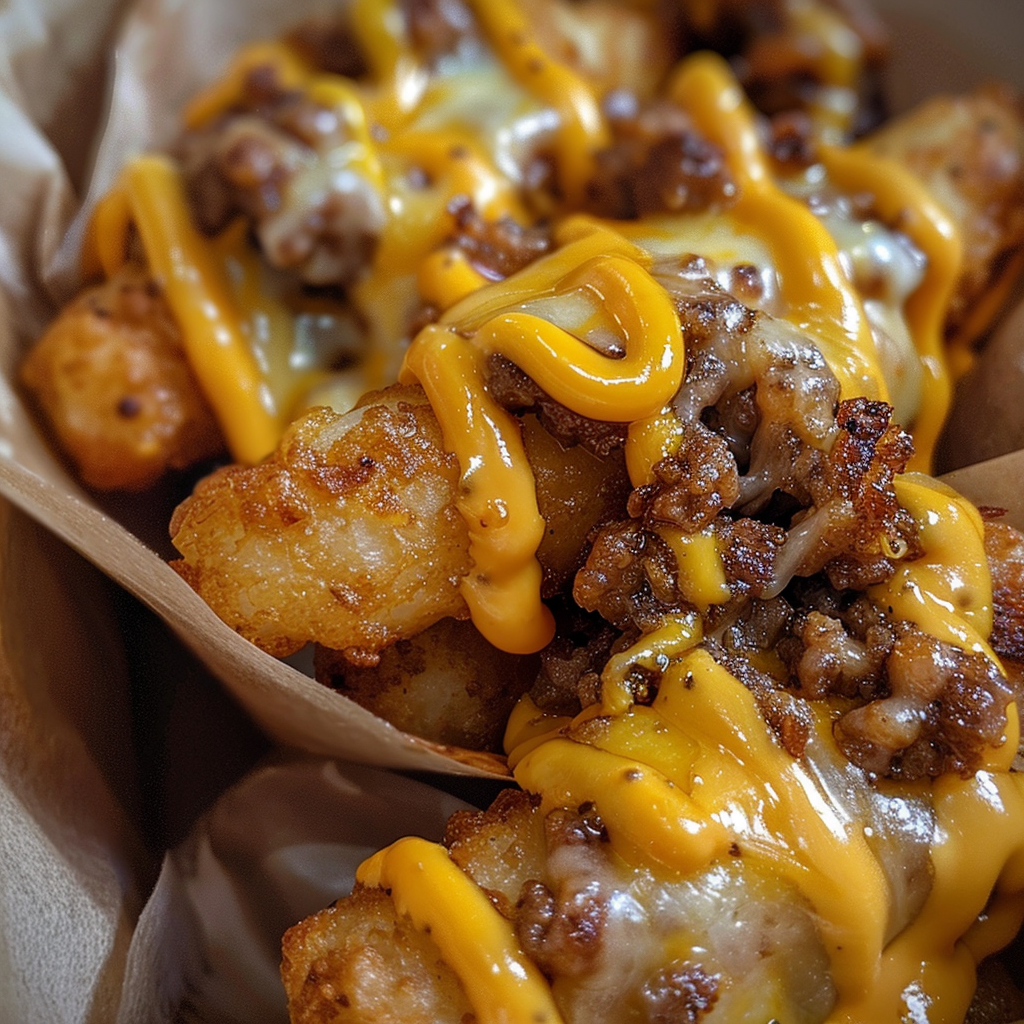 Cheeseburger Stuffed Tater Tot Cones
