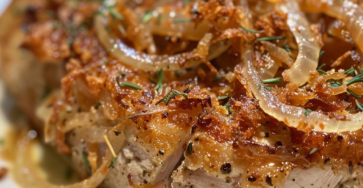 Sour Cream Pork Chops with Crispy Onions