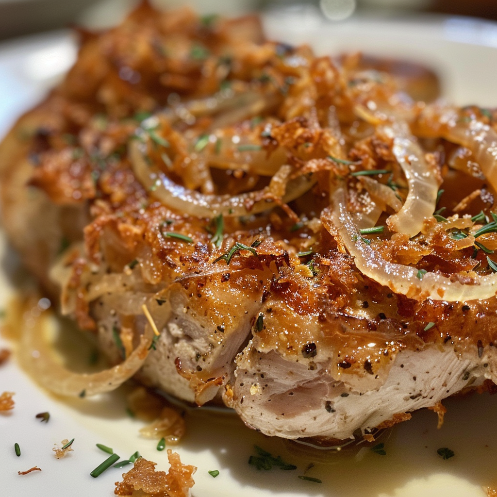 Sour Cream Pork Chops with Crispy Onions