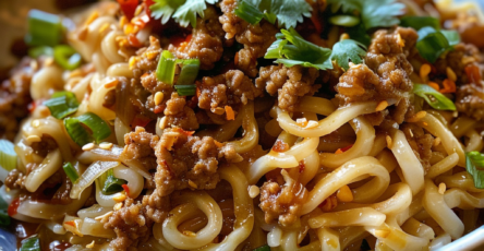 Slow Cooker Ground Pork Noodles