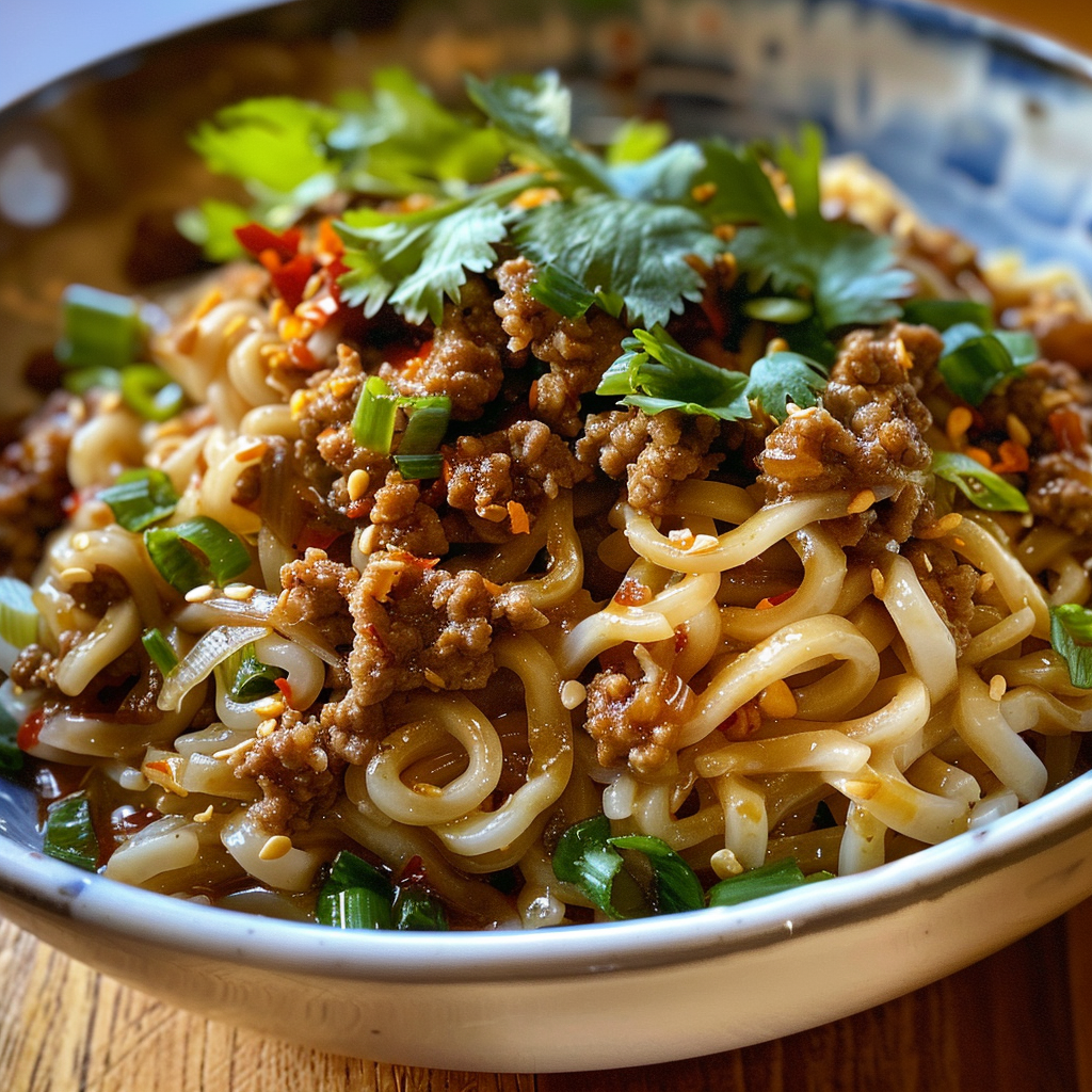 Slow Cooker Ground Pork Noodles