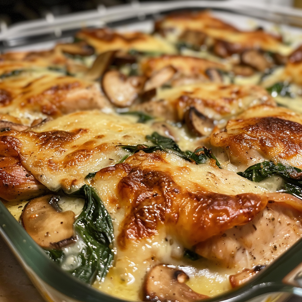 Chicken Spinach and Mushroom Bake