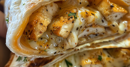 Ooey-Gooey Cheesy Garlic Chicken Wraps