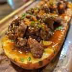 Hot Honey Beef Sweet Potato Boat