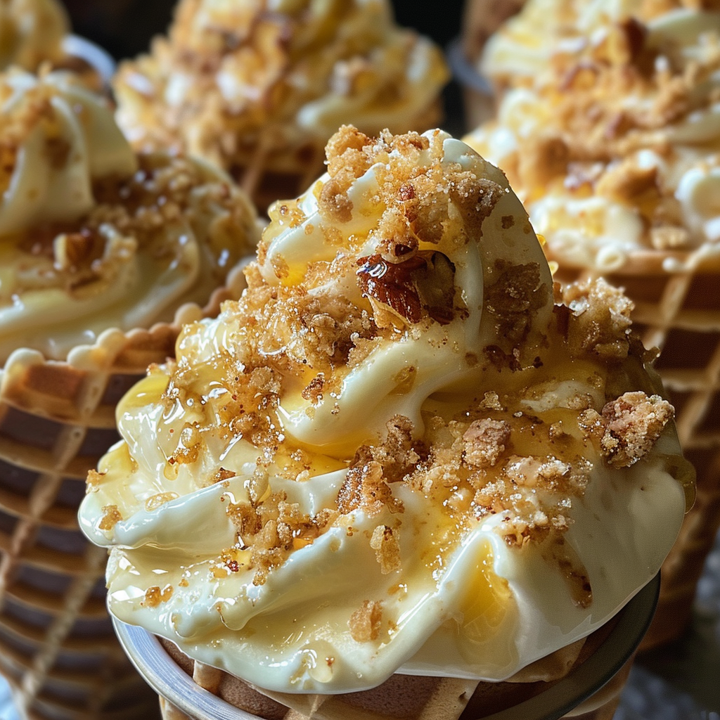 Peach Cobbler Cheesecake Cones