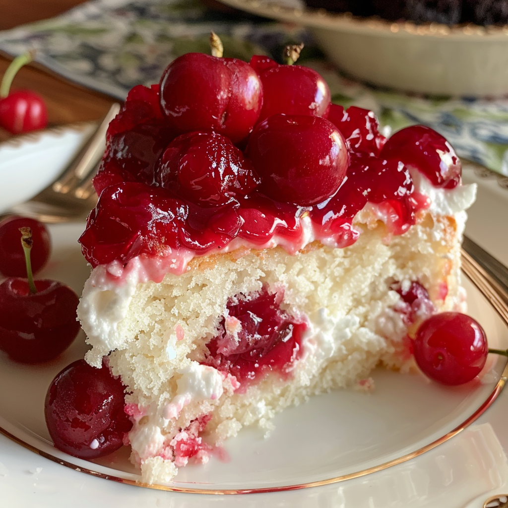 3-Ingredient Cherry Angel Cloud Cake