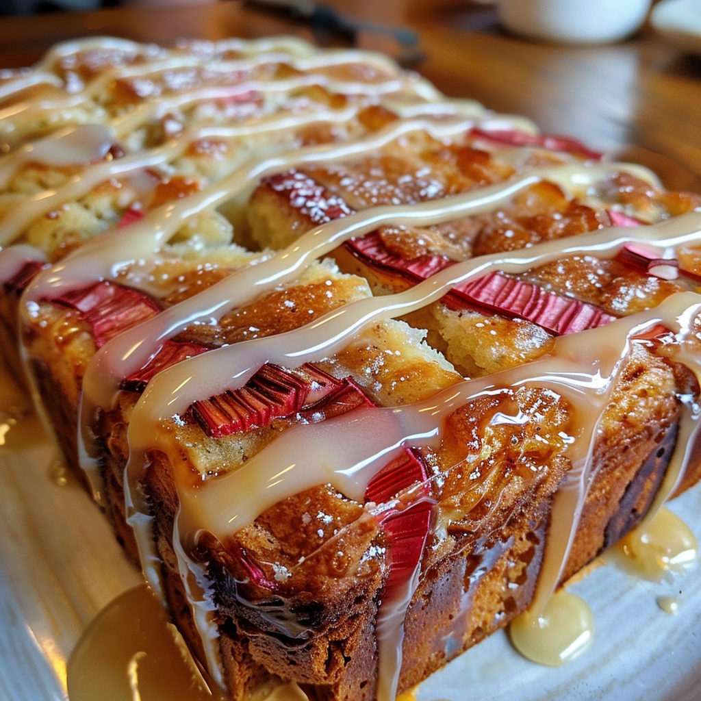 Lemon Rhubarb Loaf with Glaze