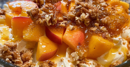 Peach Cobbler Cheesecake Fruit Salad