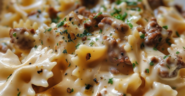 Creamy Cheesy Beef Bowtie Pasta
