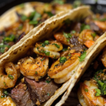 Garlic Butter Steak & Shrimp Smash Tacos