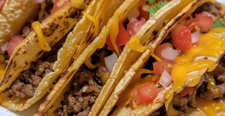 Cheesy Rotel Beef Soft Tortilla Tacos