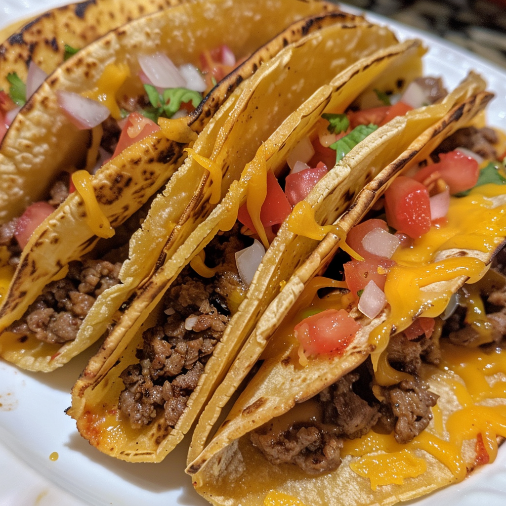 Cheesy Rotel Beef Soft Tortilla Tacos