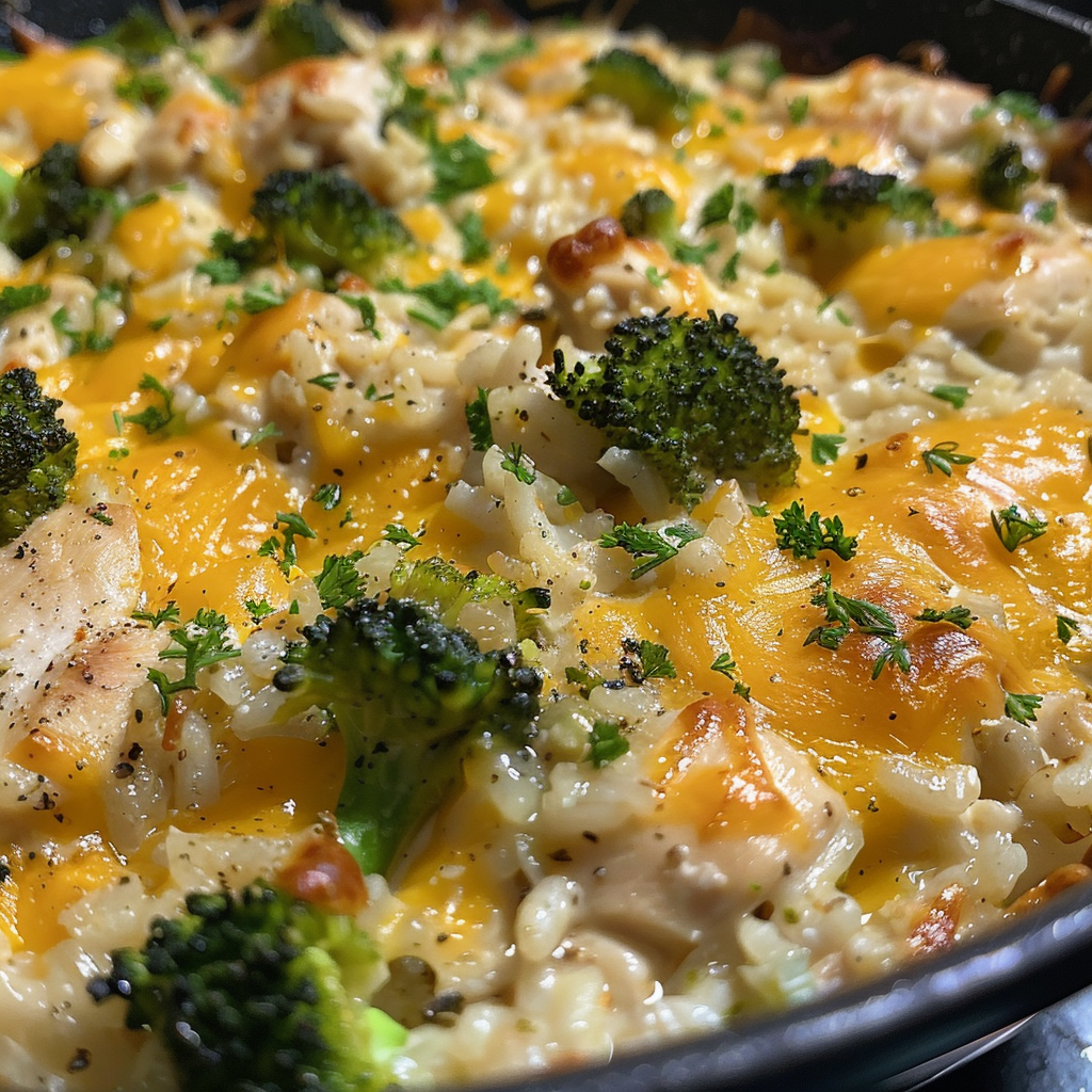One Pot Cheesy Chicken Broccoli Rice Casserole