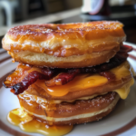 Donut Grilled Cheese with Bacon + Maple Glaze