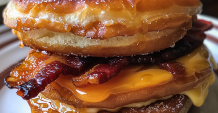 Donut Grilled Cheese with Bacon + Maple Glaze