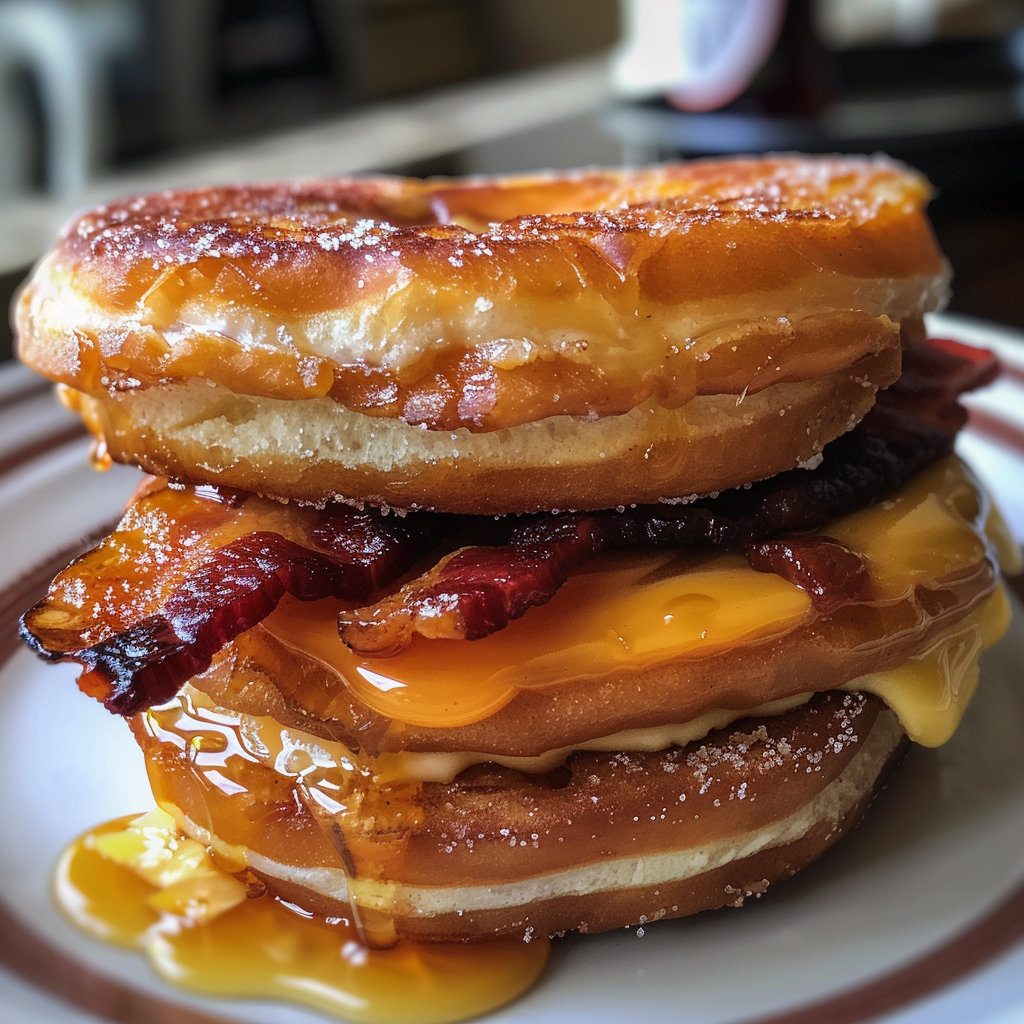Donut Grilled Cheese with Bacon + Maple Glaze