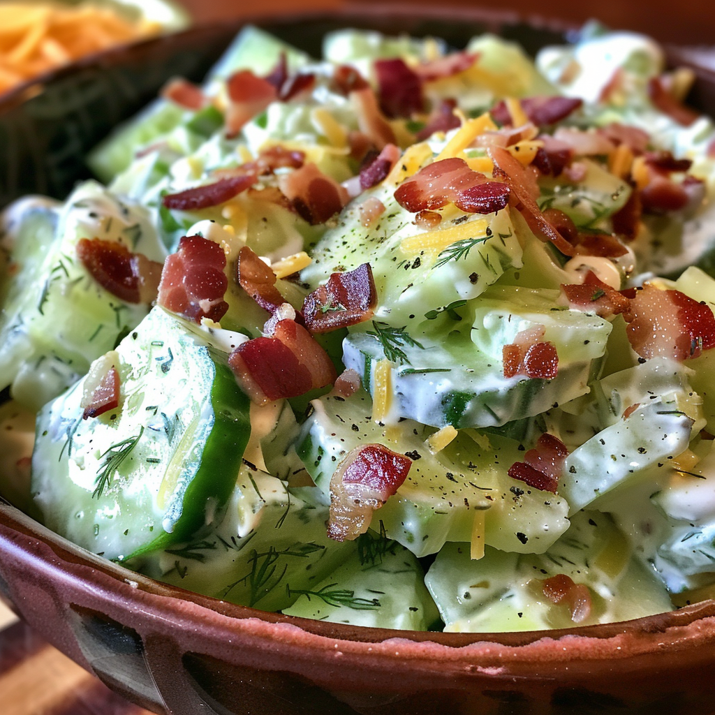 Creamy Bacon Cucumber Salad