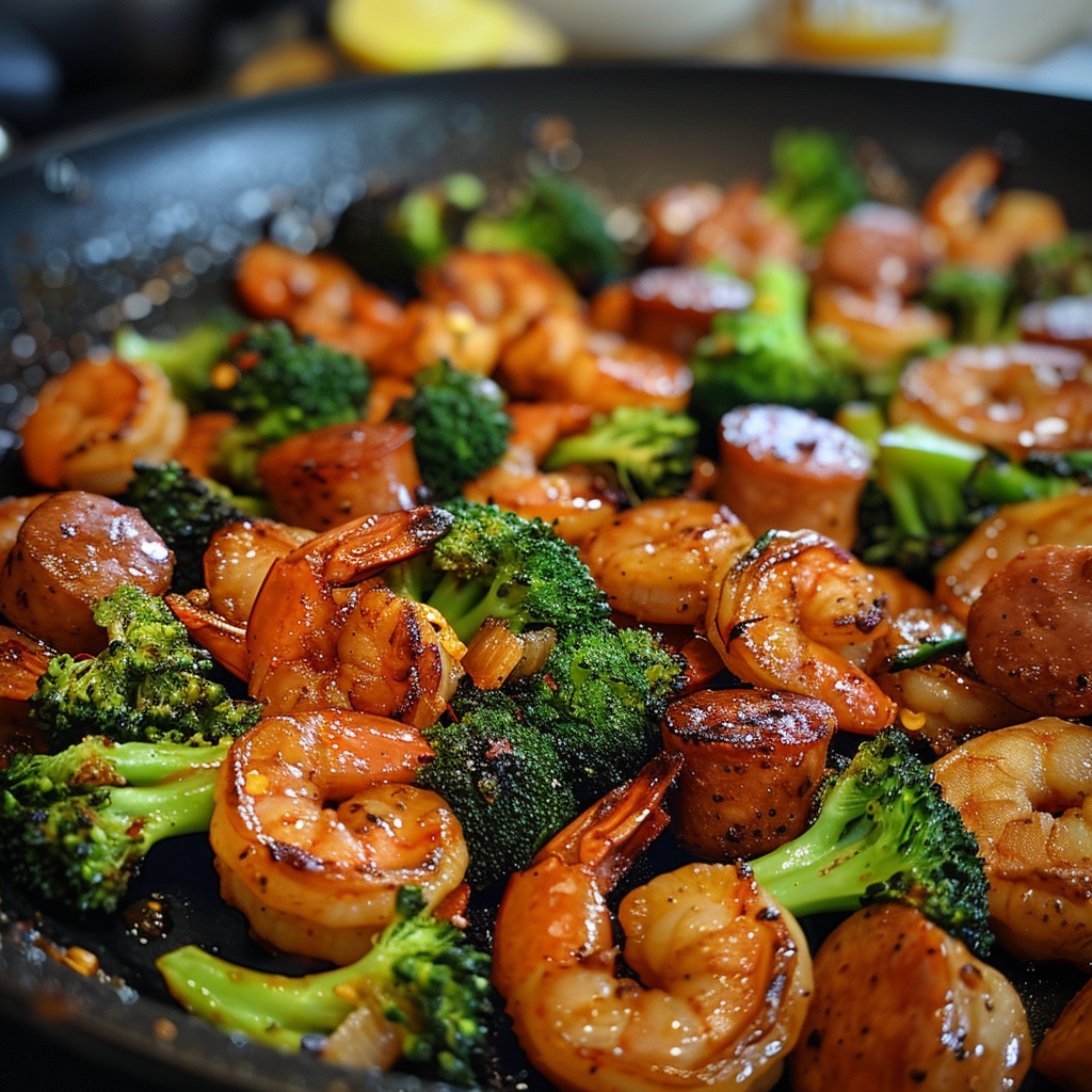 Shrimp Sausage & Broccoli Stir-Fry