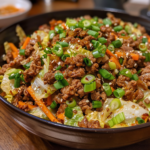 Healthy Chinese Ground Beef & Cabbage Stir Fry