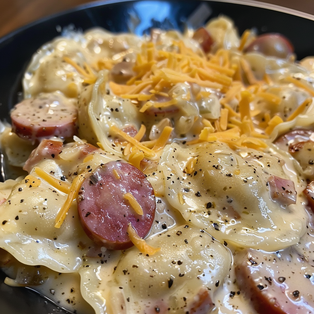 Crockpot Pierogi Casserole with Kielbasa