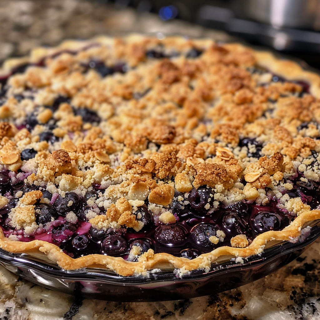Blueberry Crumble Cream Pie