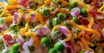 Pea Salad Recipe with Red Onions and Cheese
