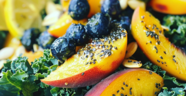 Summer Peach Blueberry Kale Salad