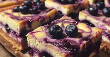 The Best Blueberry Swirl Cheesecake Bars