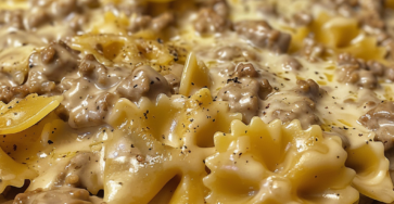 Creamy Velveeta Beef & Bowtie Pasta