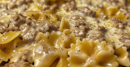 Creamy Velveeta Beef & Bowtie Pasta