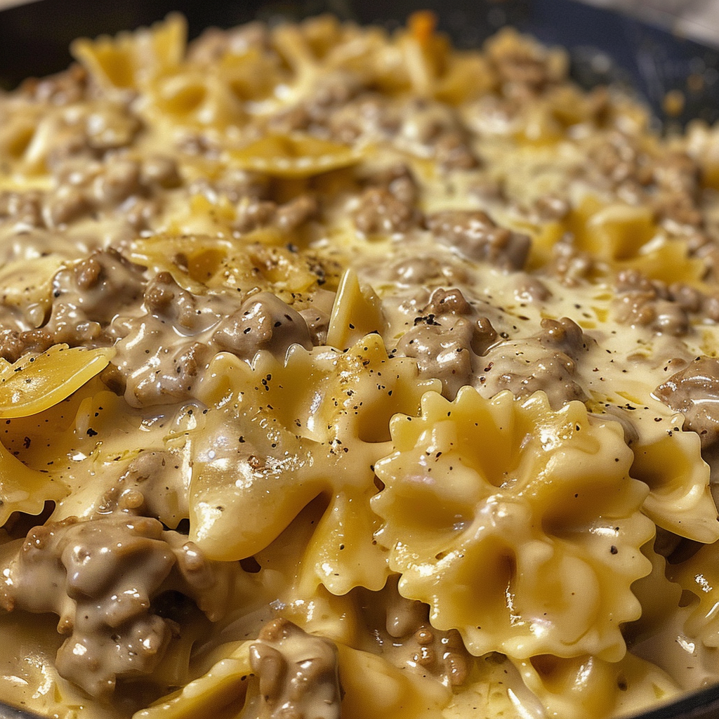 Creamy Velveeta Beef & Bowtie Pasta