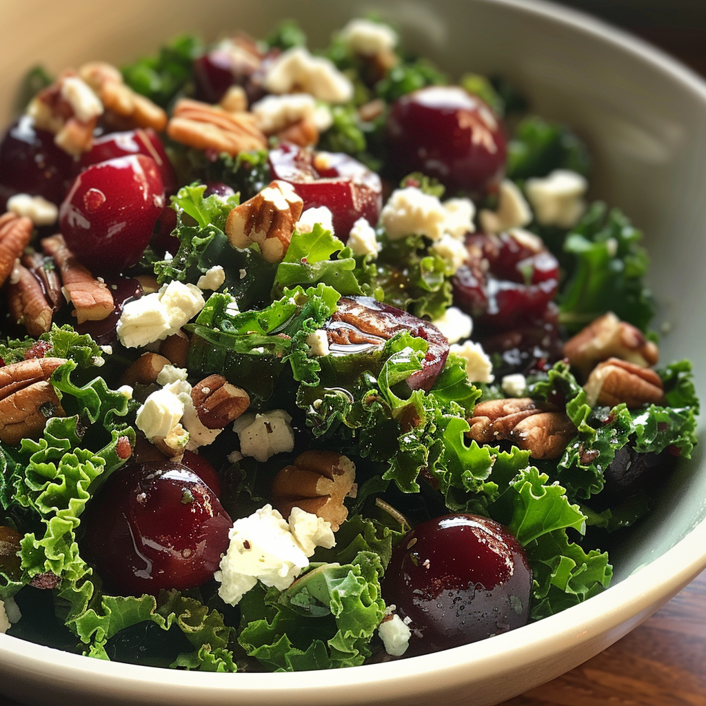 Cherry, Goat Cheese & Toasted Pecan Kale Salad