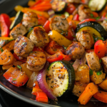 10 Minute Air Fryer Chicken Sausage and Veggies