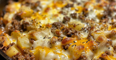 Ground Beef and Potato Cheesy Skillet